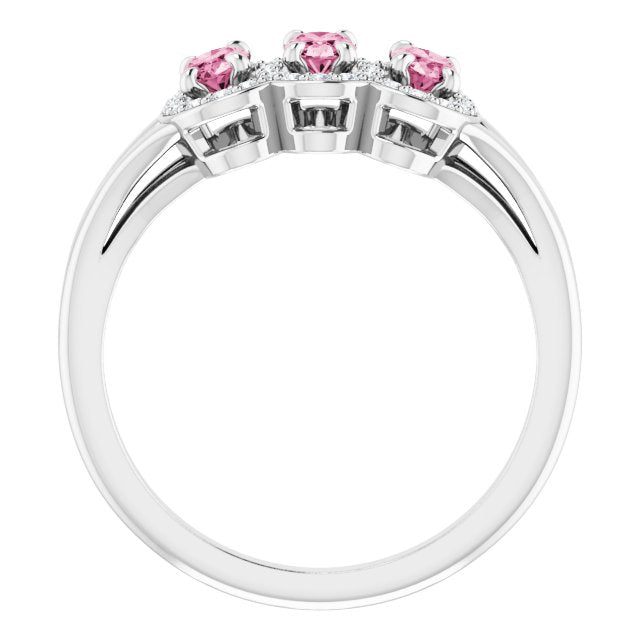 Oval Pink Tourmaline & Diamond Ring in Gold and Platinum