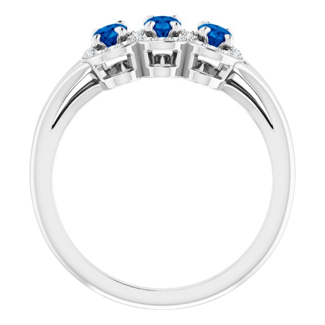 Oval Blue Sapphire & Diamond Three Stone Ring in Gold and Platinum