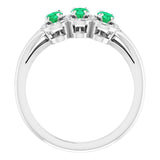 Oval Emerald & Diamond Three Stone Ring in Gold and Platinum