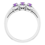 Oval Amethyst & Diamond Three Stone Ring in Gold and Platinum