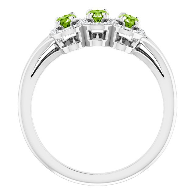 Oval Peridot & Diamond Three Stone Ring in Gold and Platinum