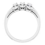 Oval White Sapphire & Diamond Three Stone Ring in Gold and Platinum