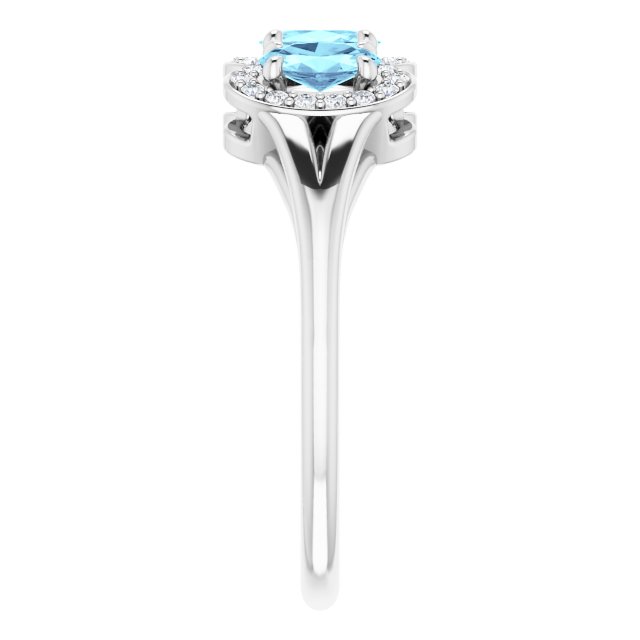 Oval Aquamarine & Diamond Three Stone Ring in Gold and Platinum