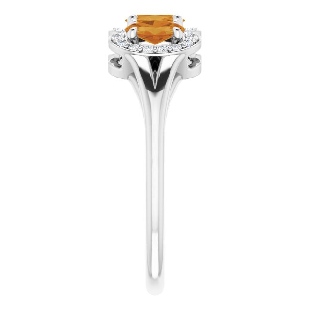 Oval Citrine & Diamond Three Stone Ring in Gold and Platinum