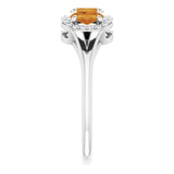 Oval Citrine & Diamond Three Stone Ring in Gold and Platinum