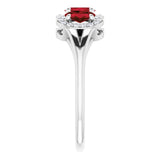 Oval Mozambique Garnet & Diamond Ring in Gold and Platinum
