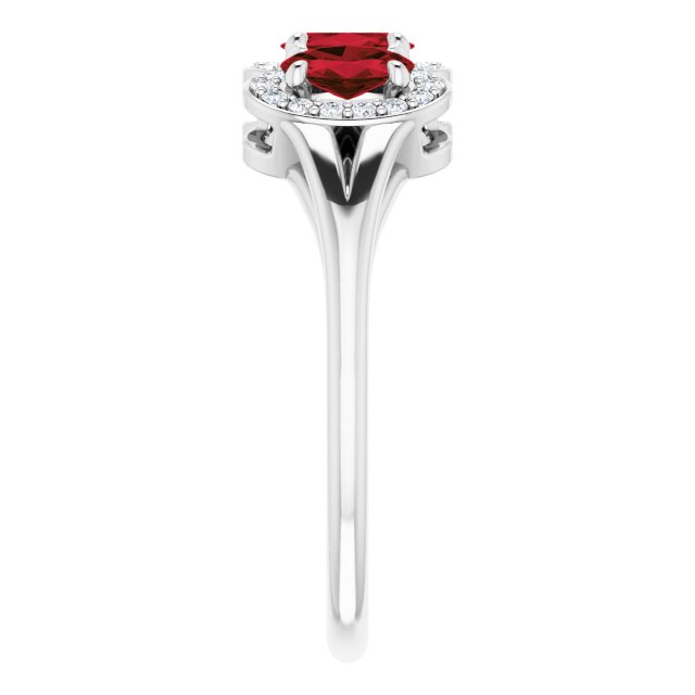 Oval Mozambique Garnet & Diamond Ring in Gold and Platinum