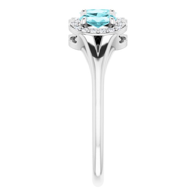 Oval Blue Zircon & Diamond Three Stone Ring in Gold and Platinum