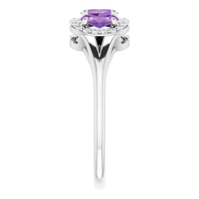 Oval Amethyst & Diamond Three Stone Ring in Gold and Platinum