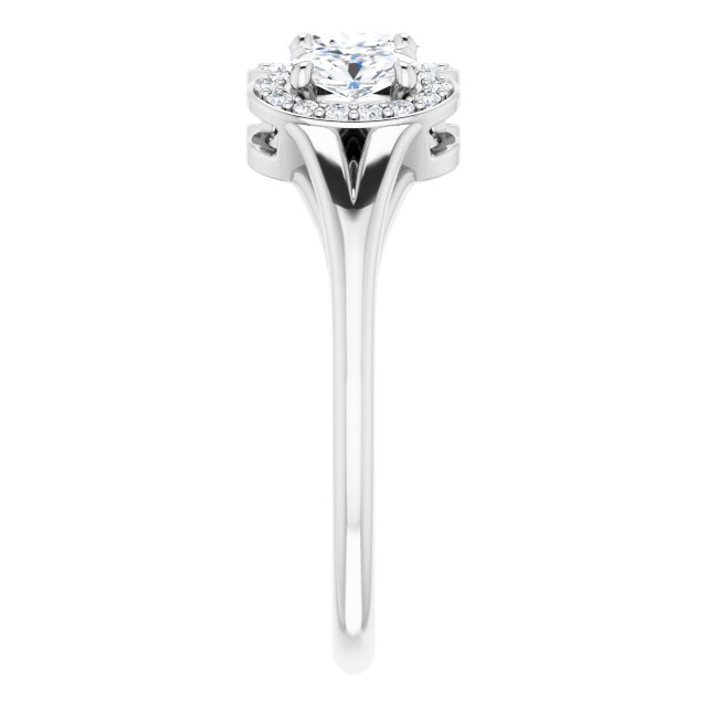 Oval White Sapphire & Diamond Three Stone Ring in Gold and Platinum