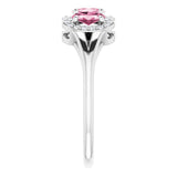 Oval Pink Tourmaline & Diamond Ring in Gold and Platinum
