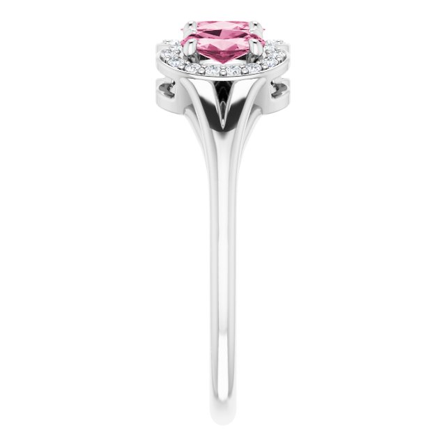 Oval Pink Tourmaline & Diamond Ring in Gold and Platinum