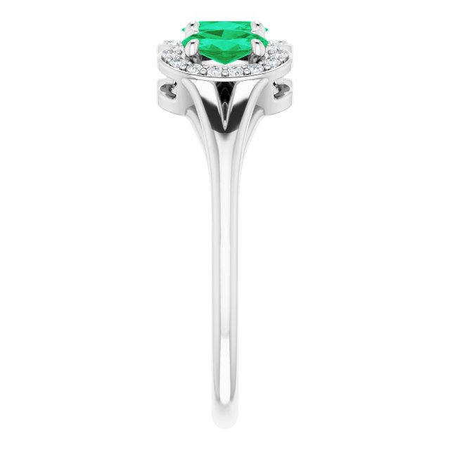 Oval Emerald & Diamond Three Stone Ring in Gold and Platinum