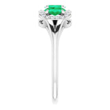 Oval Emerald & Diamond Three Stone Ring in Gold and Platinum