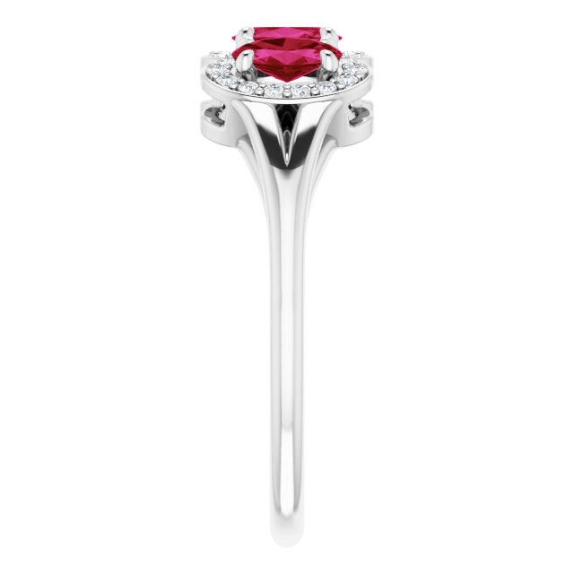 Oval Ruby & Diamond Three Stone Ring in Gold and Platinum