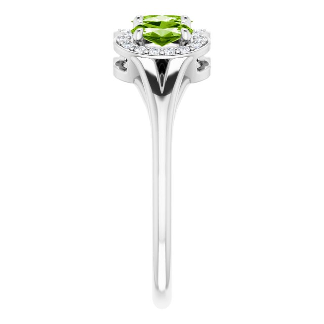 Oval Peridot & Diamond Three Stone Ring in Gold and Platinum