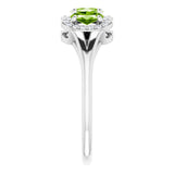 Oval Peridot & Diamond Three Stone Ring in Gold and Platinum