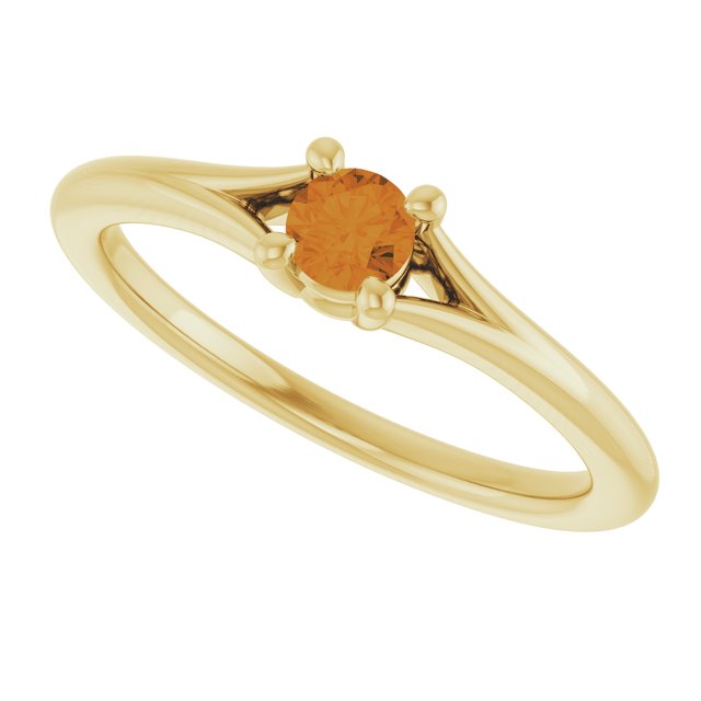 Round Citrine Youth Ring in Yellow Gold
