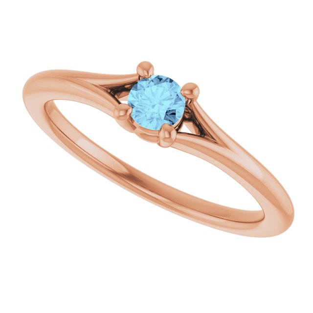 Round Aquamarine Youth Ring in Rose Gold
