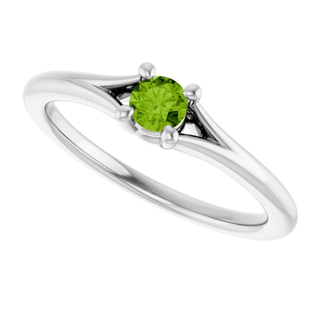 Round Peridot Youth Ring in White Gold