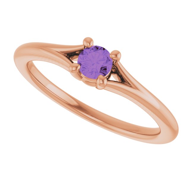 Round Amethyst Youth Ring in Rose Gold