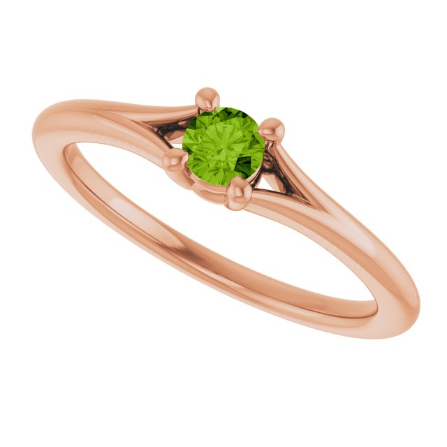 Round Peridot Youth Ring in Rose Gold
