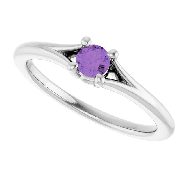 Round Amethyst Youth Ring in Platinum