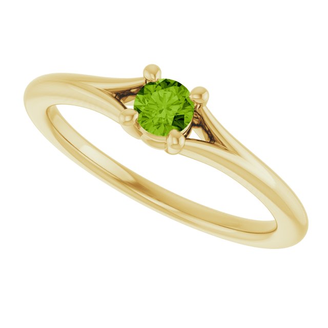 Round Peridot Youth Ring in Yellow Gold