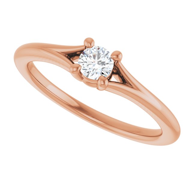 Round White Sapphire Youth Ring in Rose Gold