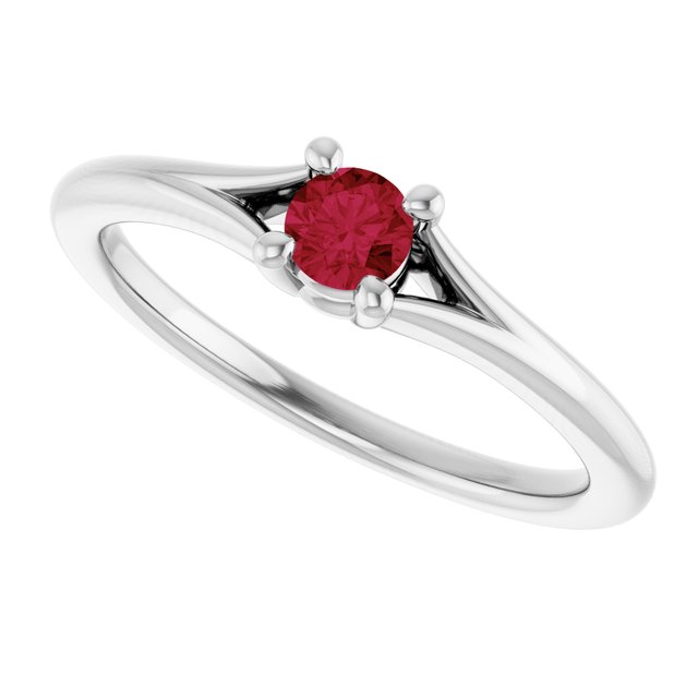Round Ruby Youth Ring in Platinum