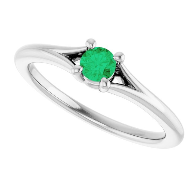 Round Lab-Grown Emerald Youth Ring in Gold and Platinum