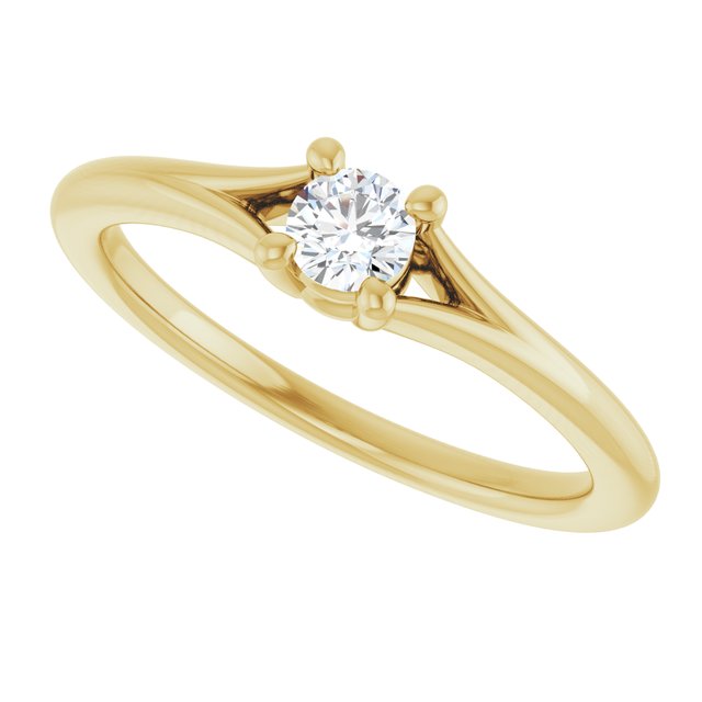 Round White Sapphire Youth Ring in Yellow Gold