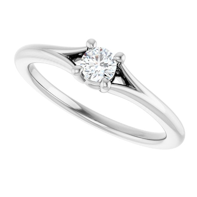 Round White Sapphire Youth Ring in White Gold