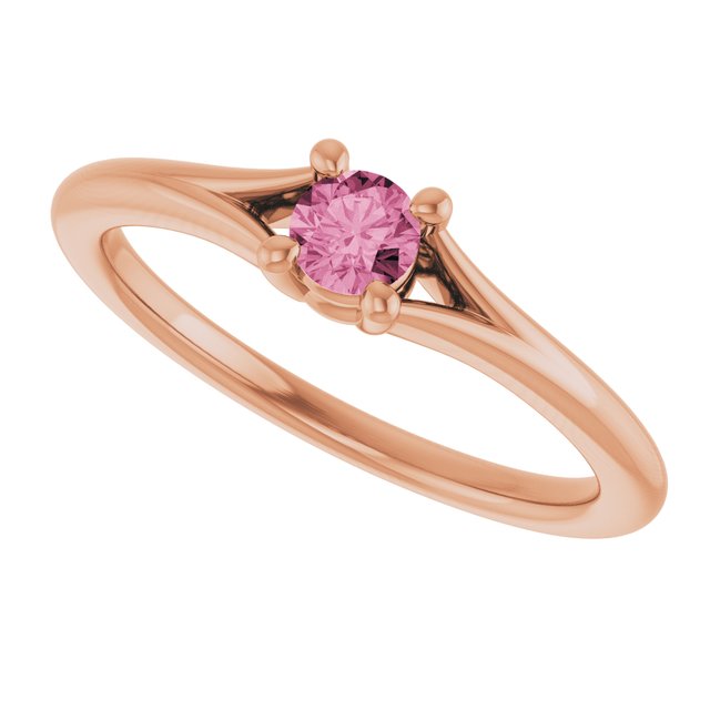 Round Pink Tourmaline Youth Ring in Rose Gold