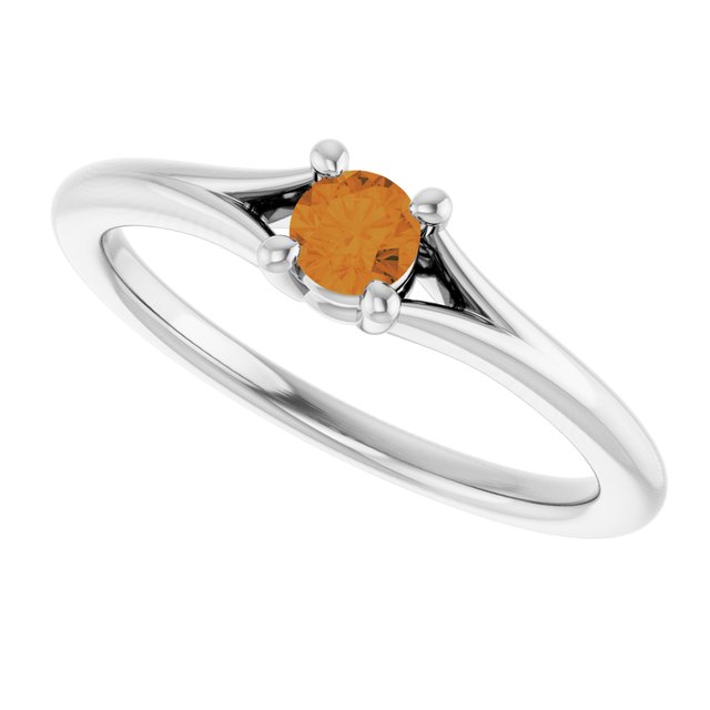 Round Citrine Youth Ring in White Gold