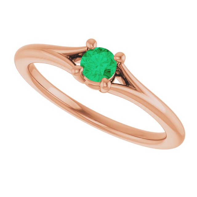 Round Emerald Youth Ring in Rose Gold