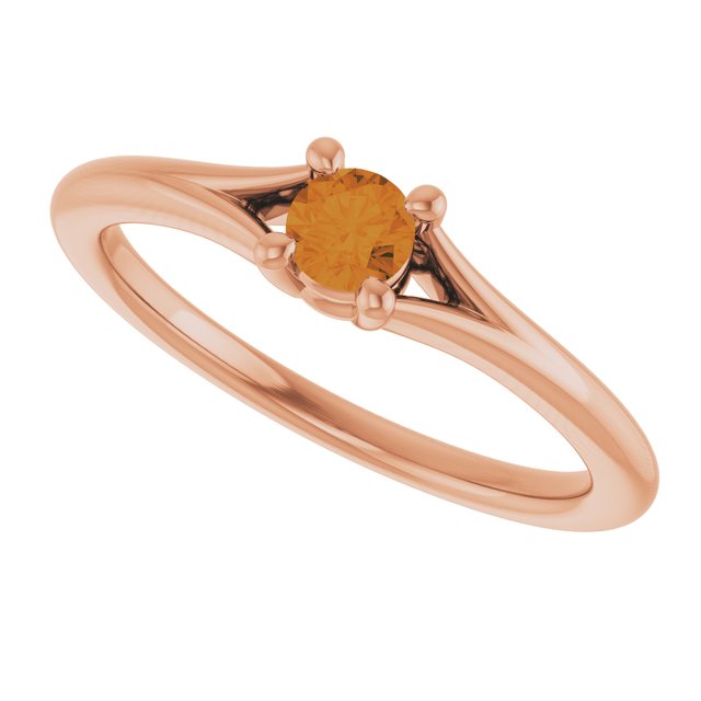 Round Citrine Youth Ring in Rose Gold