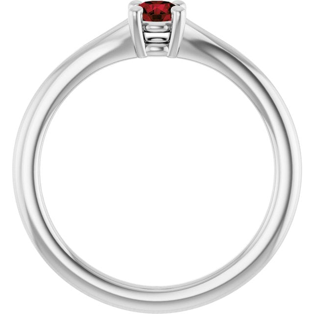 Round Mozambique Garnet Youth Ring in White Gold