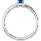 Round Blue Sapphire Youth Ring in White Gold