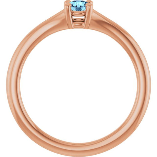Round Aquamarine Youth Ring in Rose Gold