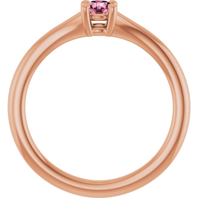 Round Pink Tourmaline Youth Ring in Rose Gold