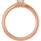 Round White Sapphire Youth Ring in Rose Gold
