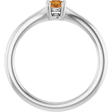 Round Citrine Youth Ring in White Gold