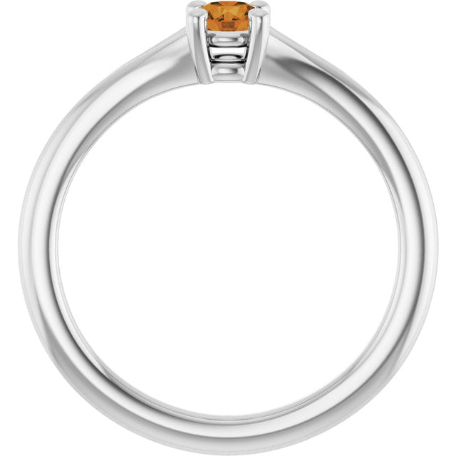 Round Citrine Youth Ring in Platinum