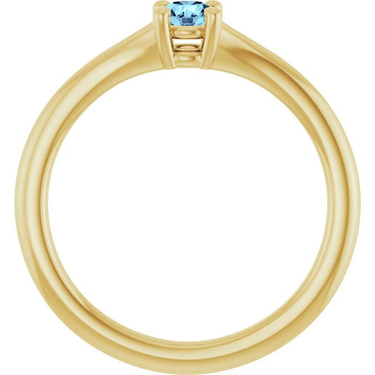 Round Aquamarine Youth Ring in Yellow Gold