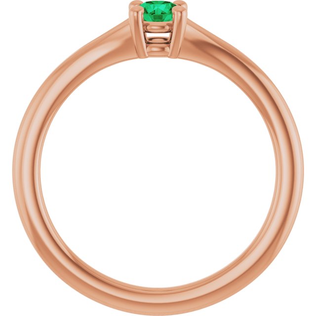 Round Emerald Youth Ring in Rose Gold