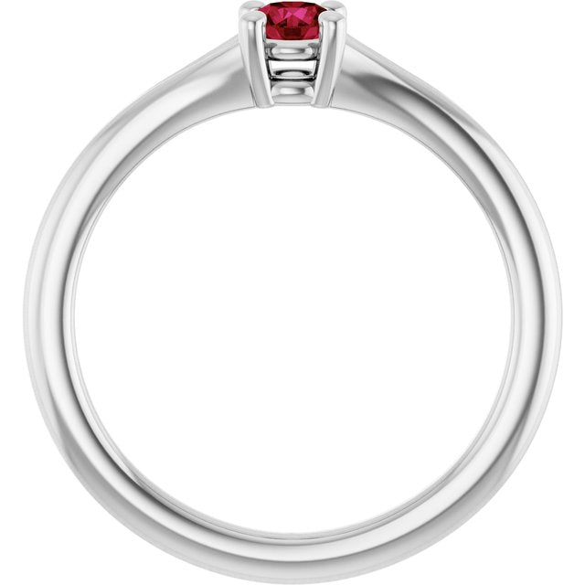 Round Ruby Youth Ring in White Gold
