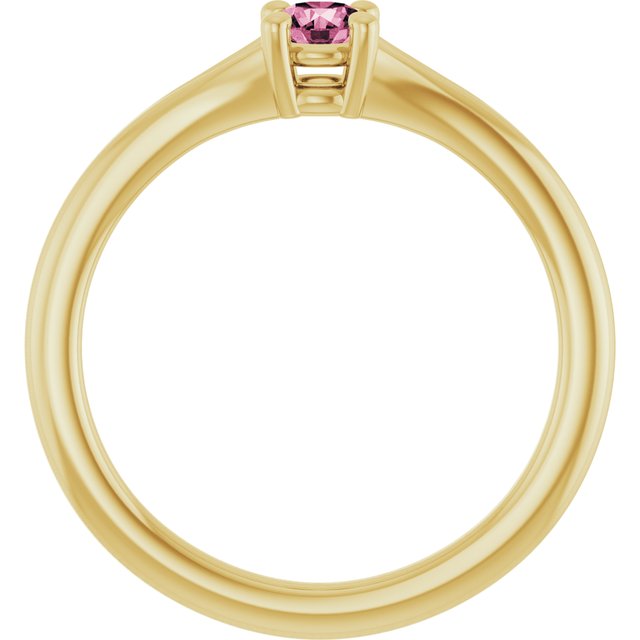 Round Pink Tourmaline Youth Ring in Yellow Gold