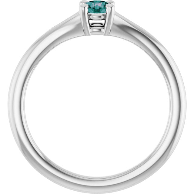 Round Lab-Grown Alexandrite Youth Ring in Gold and Platinum