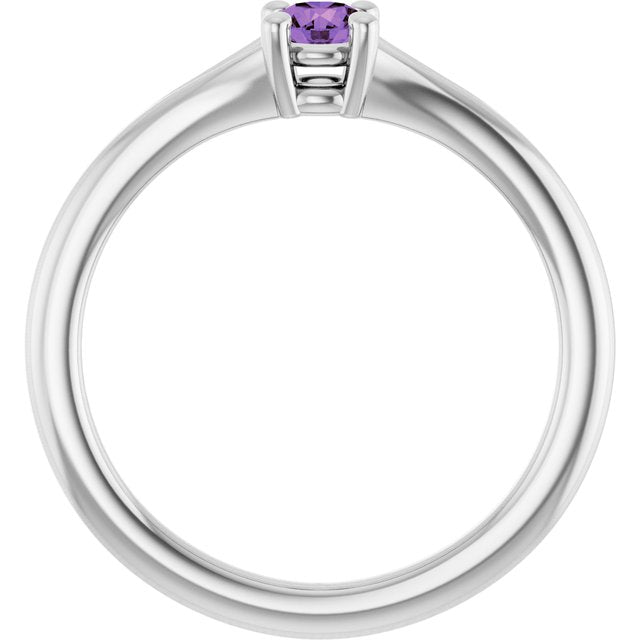 Round Amethyst Youth Ring in Platinum